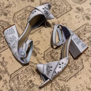 Alexandre Birman Maxi Clarita Embroidery 75 Serene Blue - Worn Once